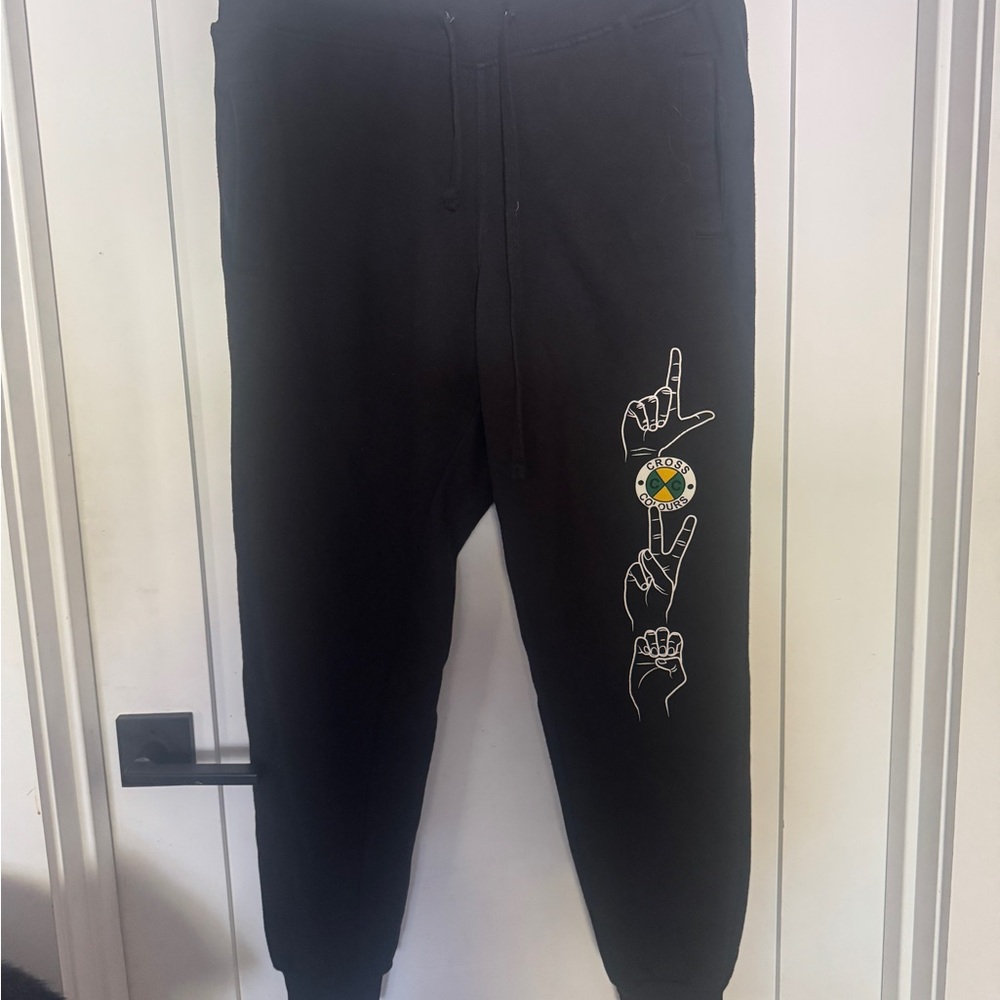 Men’s Cross Colours Black Joggers with “LOVE” Graphic Design